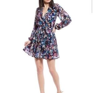 NWT Badgley Mischka Long Sleeve Alison Mini Dress in Floral Print Size 4